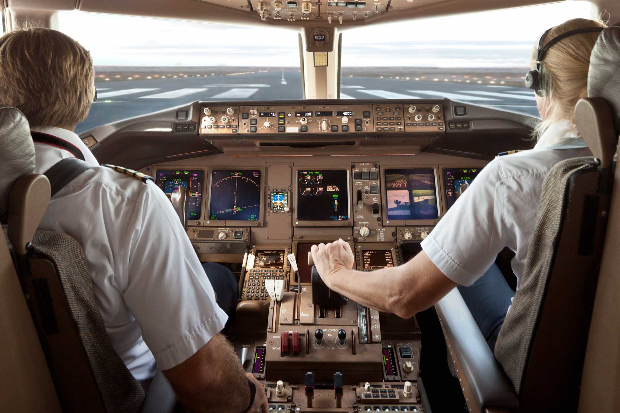 mentoring conversation in plane cockpit